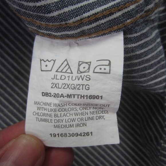 Wrangler Shirt Mens 2XL Indigo Striped Snap Button Pocket Western Shacket - Picture 14 of 15